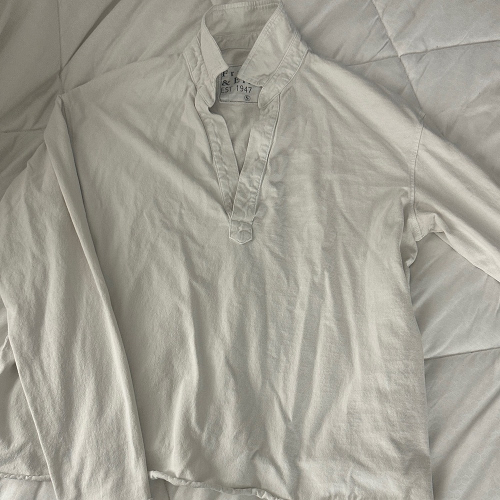 Frank and Eileen Patrick popover Henley Sz S White Long Sleeve Shirt